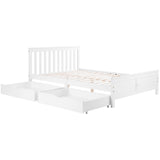 4FT6 Double Wooden Storage Bed - Solid Pine Bed Frame with Drawers