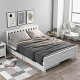 4FT6 Double Wooden Storage Bed - Solid Pine Bed Frame with Drawers