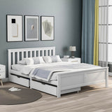 4FT6 Double Wooden Storage Bed - Solid Pine Bed Frame with Drawers