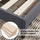 3ft Single Linen Upholstered Bed Frame - Winged Headboard, Grey