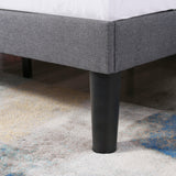 Single Bed Soft Linen Grey 3FT Upholstered Bed with Winged Headboard, Wood Slat Support