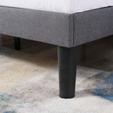 3ft Single Linen Upholstered Bed Frame - Winged Headboard, Grey
