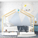Kids Single Bed Frame with Under-Bed Storage, 3FT, Solid Pine Wood