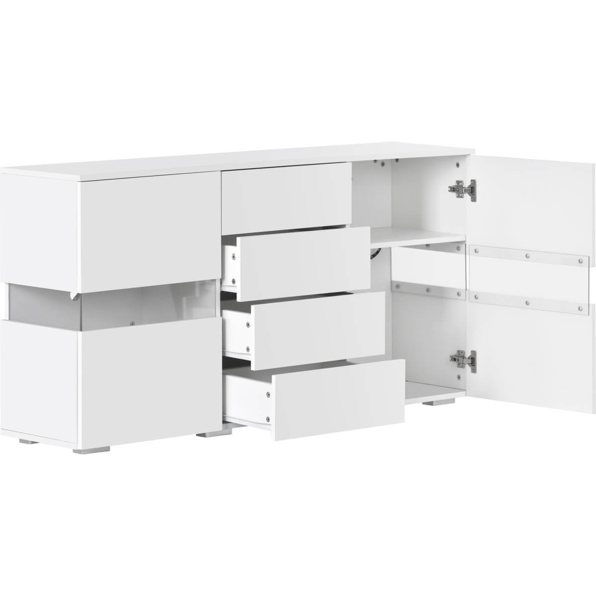 White High Gloss & Matt Sideboard Cabinet — LED Storage Unit for Dining Room & Living Room
