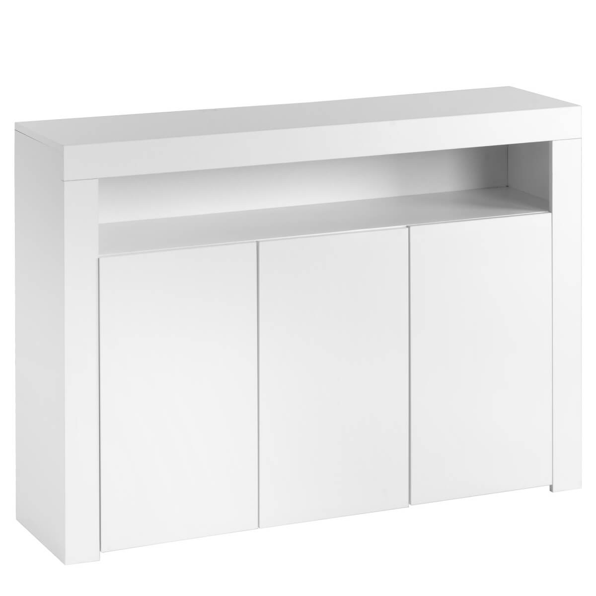 High Gloss White Sideboard Cabinet with LED – Modern 3-Door Buffet Storage Unit for Kitchen, Living Room, Dining Room & Hallway