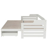 3FT Single Daybed with Trundle & Storage Drawer - Wooden Sofa Bed Frame