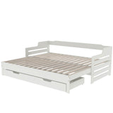 3FT Single Daybed with Trundle & Storage Drawer - Wooden Sofa Bed Frame