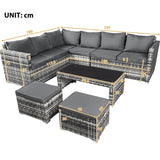 Garden Corner Rattan Sofa Set — Outdoor Furniture with Coffee Table & 2 Stools