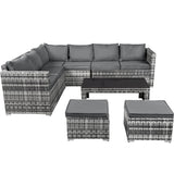 Garden Corner Rattan Sofa Set — Outdoor Furniture with Coffee Table & 2 Stools