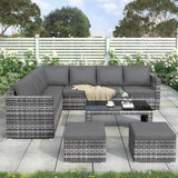 Garden Corner Rattan Sofa Set — Outdoor Furniture with Coffee Table & 2 Stools