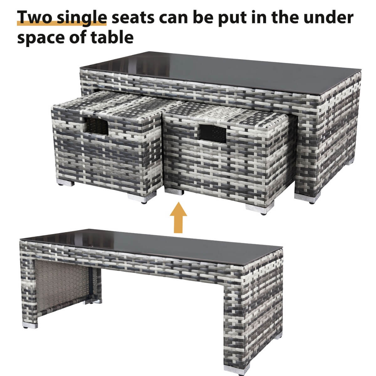 Garden Corner Rattan Sofa Set — Outdoor Furniture with Coffee Table & 2 Stools