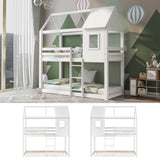 Bunk Bed, Children Cabin Bed, Single Bed for Kids, Twin Sleeper, 3FT, Solid Pine Wood, White