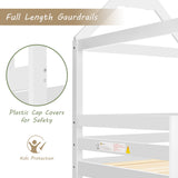 Bunk Bed, Children Cabin Bed, Single Bed for Kids, Twin Sleeper, 3FT, Solid Pine Wood, White