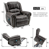 Heavy Duty Power Lift Recliner – Electric Massage and Heat Chair with USB Port for Elderly