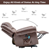 Power Lift Recliner Chair with Massage, Heat, USB Port & Pockets, Heavy Duty Electric Faux Leather