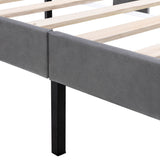 4ft6 Double Velvet Bed Frame - Winged Upholstered Headboard, Grey