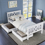 3ft Single Wooden Bed Frame with Storage Drawers - Solid Pine, White