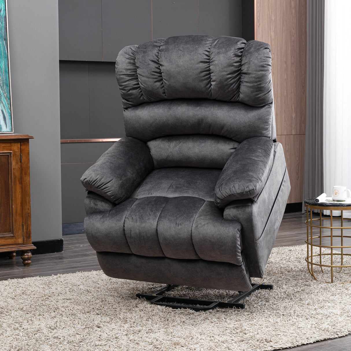 Electric Power Lift Recliner Chair Sofa with Massage and Heat, 2 Side Pockets, USB Ports