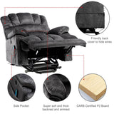 Electric Power Lift Recliner Chair - Massage and Heat, USB Ports, Side Pockets