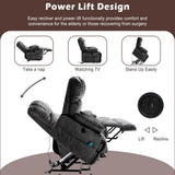 Electric Power Lift Recliner Chair - Massage and Heat, USB Ports, Side Pockets
