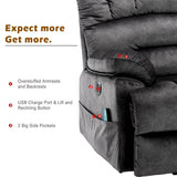 Electric Power Lift Recliner Chair - Massage and Heat, USB Ports, Side Pockets