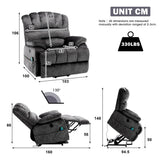 Electric Power Lift Recliner Chair - Massage and Heat, USB Ports, Side Pockets