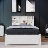 3FT Single Storage Bed with Shelves - White Wooden Bed Frame with Drawer