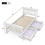 3ft Single Wooden Bed Frame with Storage Drawers - Solid Pine, White