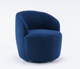 Teddy Fabric Swivel Accent Armchair Barrel Chair With Black Powder Coating Metal Ring, Blue