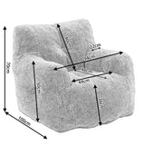 Soft Tufed Foam Bean Bag Chair with Teddy Fabric, Ivory White
