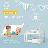 3ft Single Wooden Bunk Bed - Kids Castle Bed with Ladder, Solid Wood Frame & Gaming Space, White