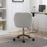 Teddy Fabric Office Chair - Adjustable Height Swivel Chair with Gold Legs, White