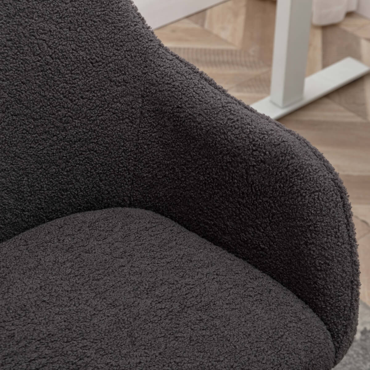 Teddy Fabric Swivel Office Chair - Adjustable Height with Gold Legs, Dark Grey