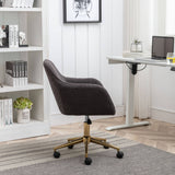 Teddy Fabric Swivel Office Chair - Adjustable Height with Gold Legs, Dark Grey