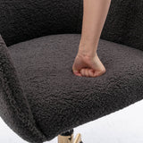 Teddy Fabric Swivel Office Chair - Adjustable Height with Gold Legs, Dark Grey