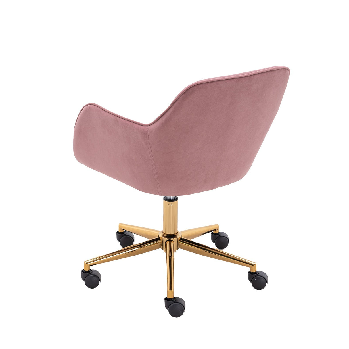 New Velvet Fabric Material Adjustable Height Swivel Home Office Chair For Indoor Office With Gold Legs, Pink