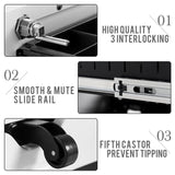 Mobile File Cabinet 3 Drawers 5 Wheels Lockable Storage for A4 Metal Solid Pedestal with Keys