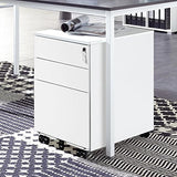 Mobile File Cabinet 3 Drawers 5 Wheels Lockable Storage for A4 Metal Solid Pedestal with Keys