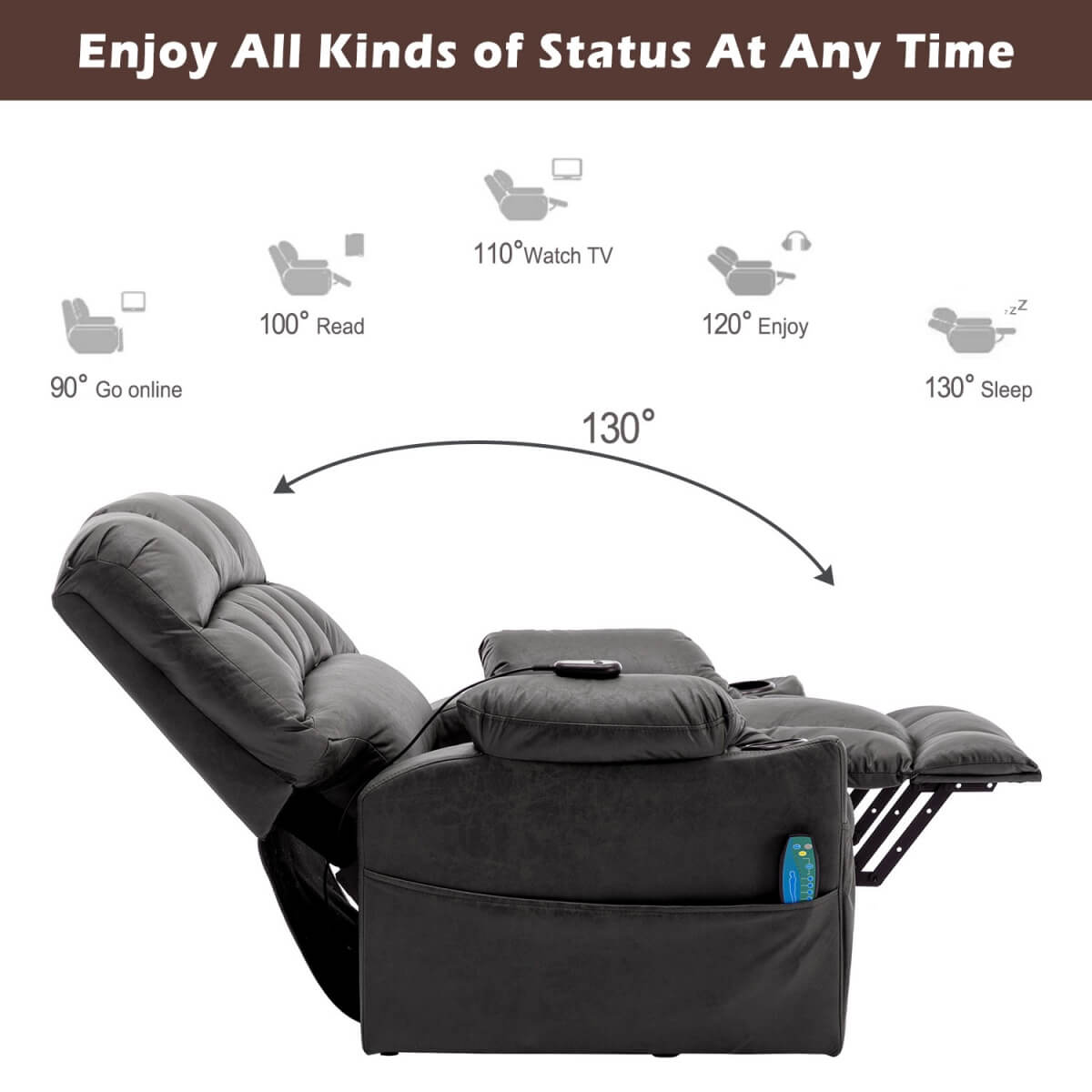 Electric Lift Recliner Chair for Elderly - Massage Chair with Cup Holders, Single Sofa