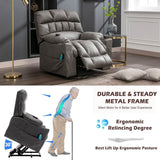 Electric Lift Recliner Chair for Elderly - Massage Chair with Cup Holders, Single Sofa