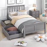 3ft Single Solid Pine Storage Bed Frame with Drawers - Wooden Bed, Grey