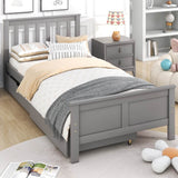 3ft Single Solid Pine Storage Bed Frame with Drawers - Wooden Bed, Grey