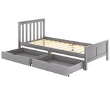 3ft Single Solid Pine Storage Bed Frame with Drawers - Wooden Bed, Grey