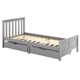 3ft Single Solid Pine Storage Bed Frame with Drawers - Wooden Bed, Grey