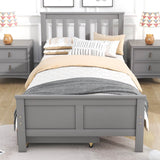3ft Single Solid Pine Storage Bed Frame with Drawers - Wooden Bed, Grey