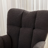 Teddy Fabric Rocking Chair - Mid Century Modern, Tufted Upholstered, Dark Grey