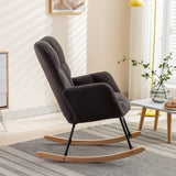 Teddy Fabric Rocking Chair - Mid Century Modern, Tufted Upholstered, Dark Grey
