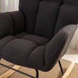 Teddy Fabric Rocking Chair - Mid Century Modern, Tufted Upholstered, Dark Grey