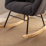 Teddy Fabric Rocking Chair - Mid Century Modern, Tufted Upholstered, Dark Grey