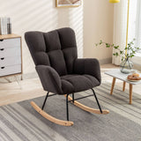 Teddy Fabric Rocking Chair - Mid Century Modern, Tufted Upholstered, Dark Grey